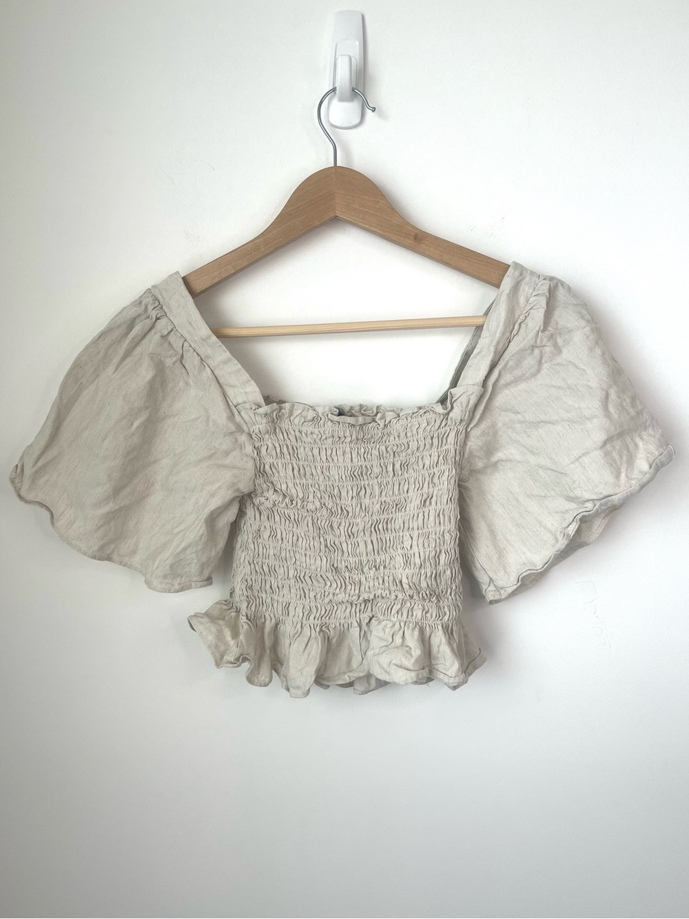 Lulus square neck smocked short sleeve top size XS